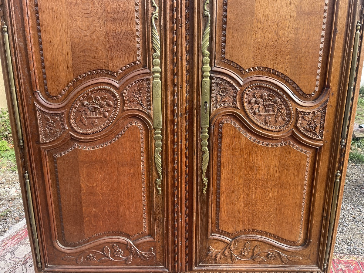 Armoire normande de mariage en chêne d époque XVIIIEM siècle -photo-7