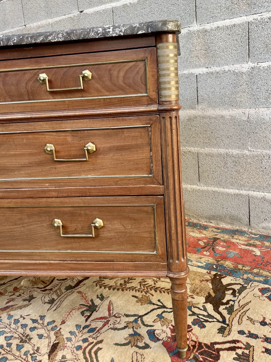 Louis XVI Style Chest Of Drawers, In Mahogany, 18th Century -photo-4