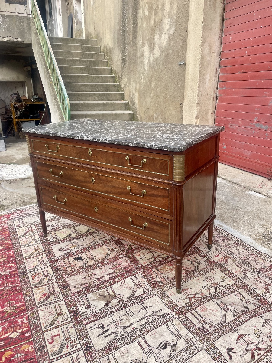 Louis XVI Style Chest Of Drawers, In Mahogany, 18th Century -photo-7