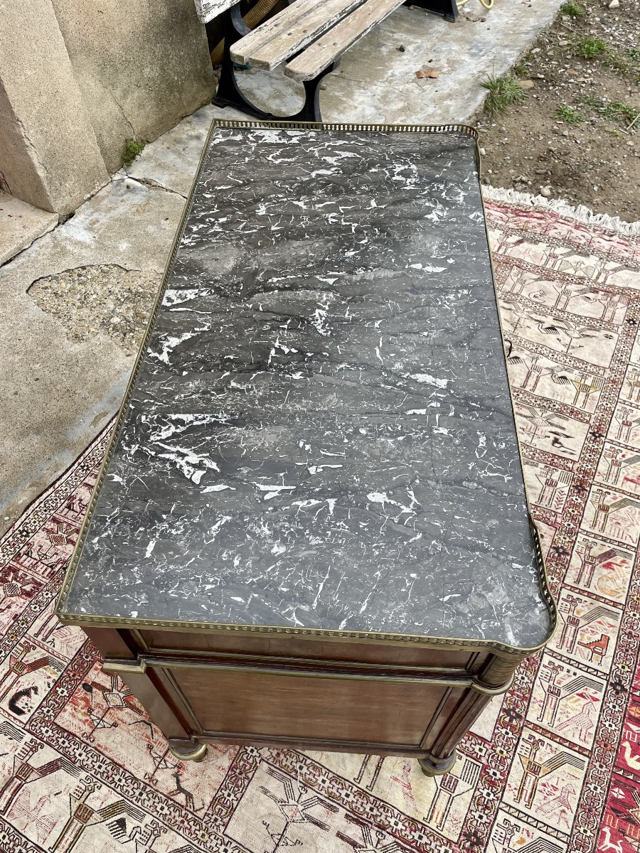 Commode Louis XVI, en acajou et laiton d’époque XVIIIem siècle -photo-1