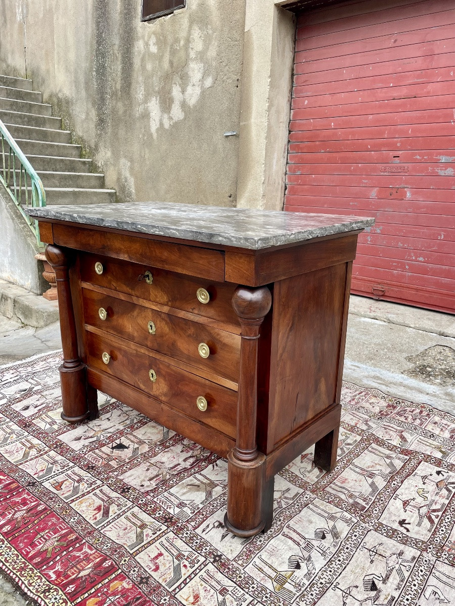 Commode,,,, secrétaire Empire, en noyer d’époque XIXE siècle -photo-2