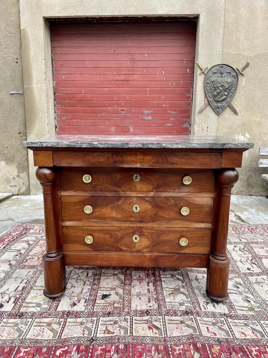 Commode,,,, secrétaire Empire, en noyer d’époque XIXE siècle -photo-3