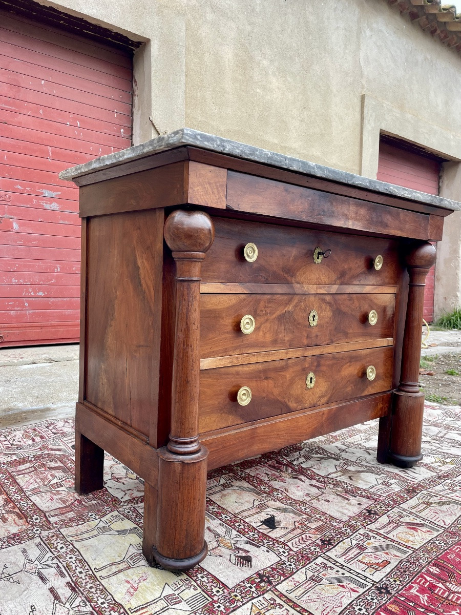 Commode,,,, secrétaire Empire, en noyer d’époque XIXE siècle -photo-1