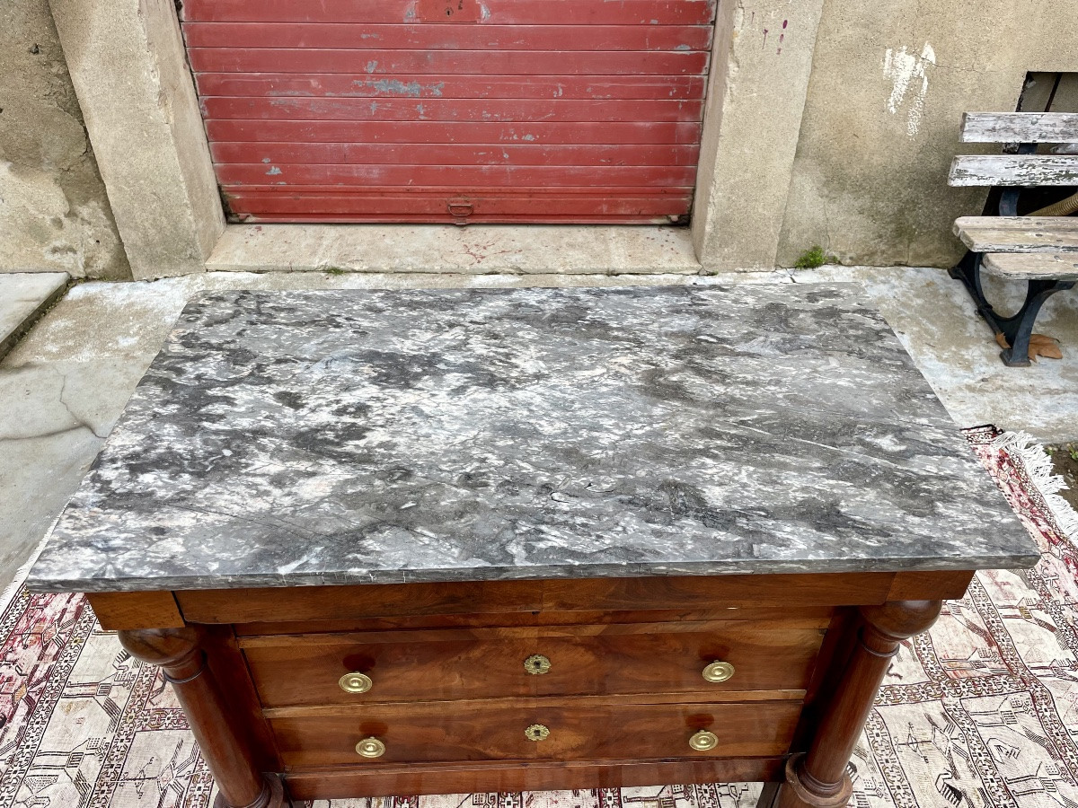 Commode,,,, secrétaire Empire, en noyer d’époque XIXE siècle -photo-5