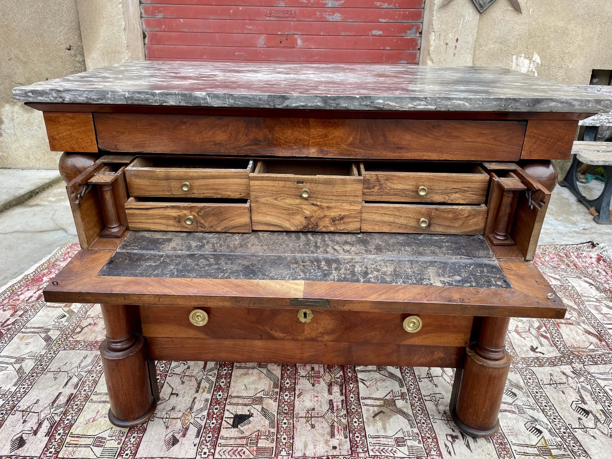 Commode,,,, secrétaire Empire, en noyer d’époque XIXE siècle -photo-8