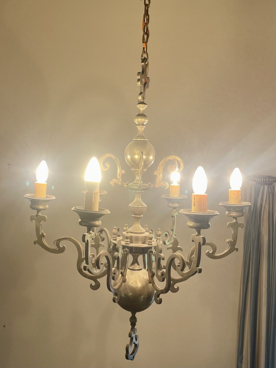 Lustre en laiton, ancien hollandais d’époque XIXem siècle 