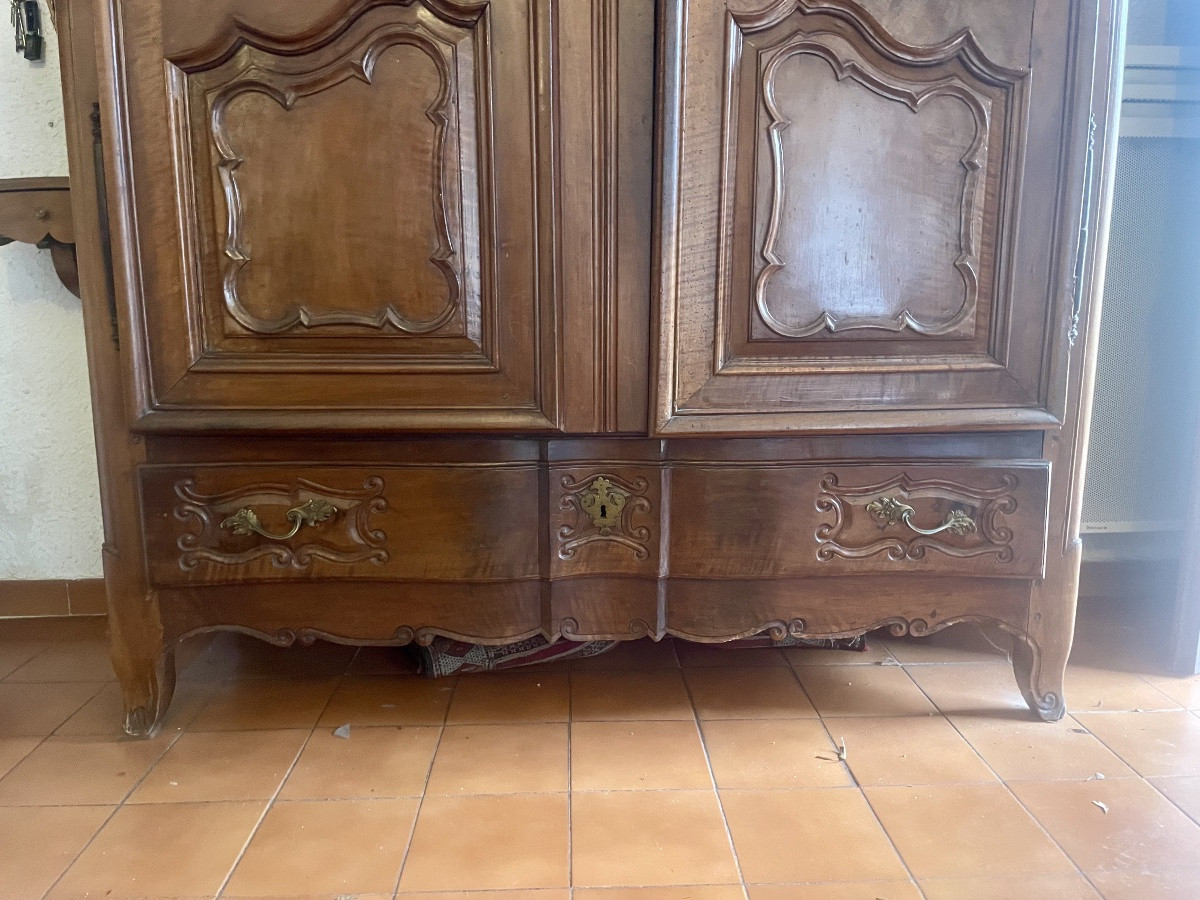 Louis XV Style Provençal Walnut Wardrobe, Dating From The 18th Century.-photo-3