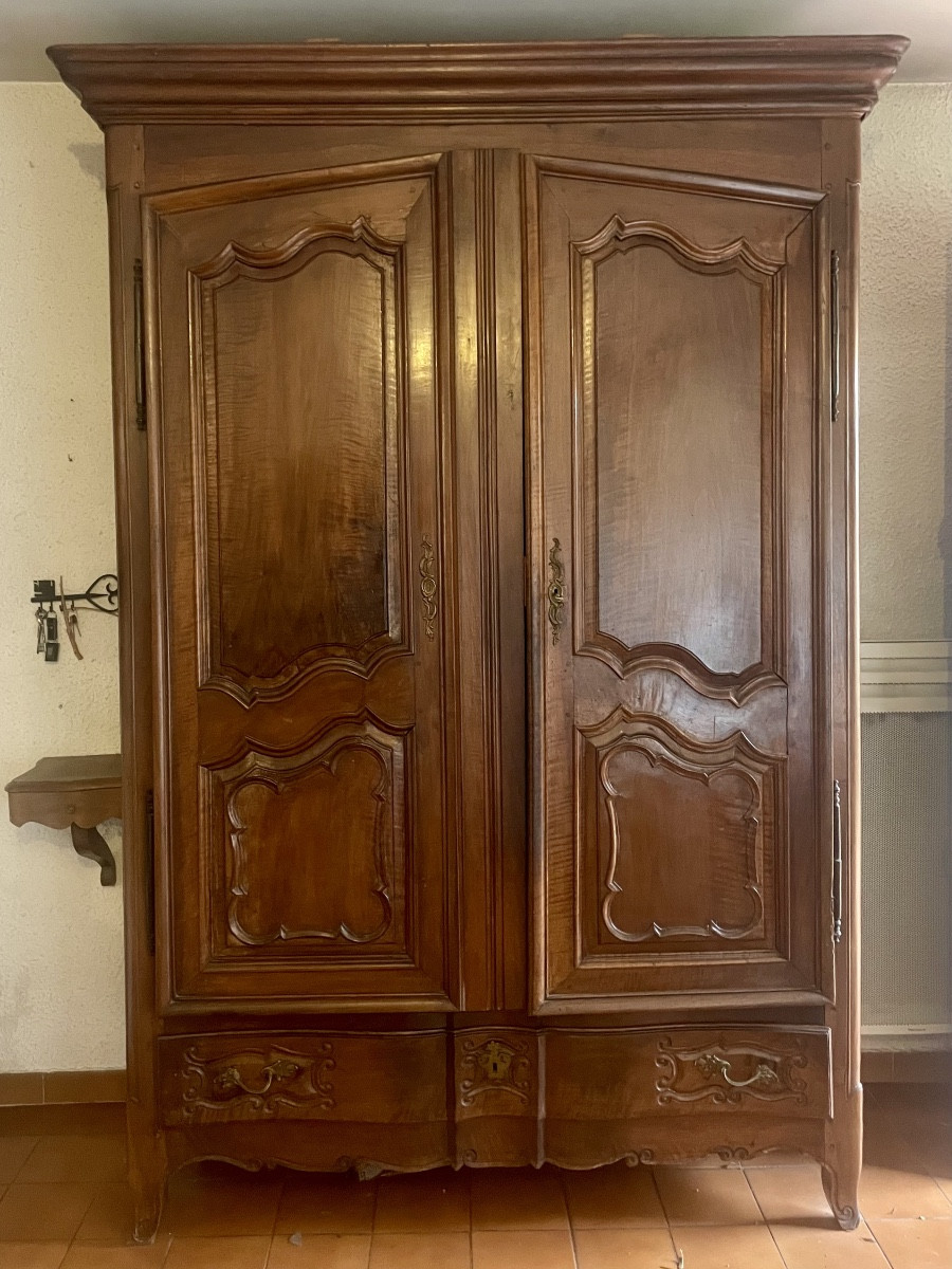 Louis XV Style Provençal Walnut Wardrobe, Dating From The 18th Century.