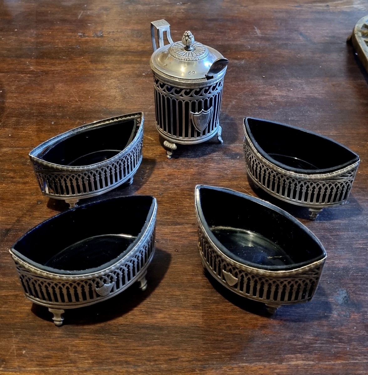 Ménagère a condiments en argent époque XIXé 