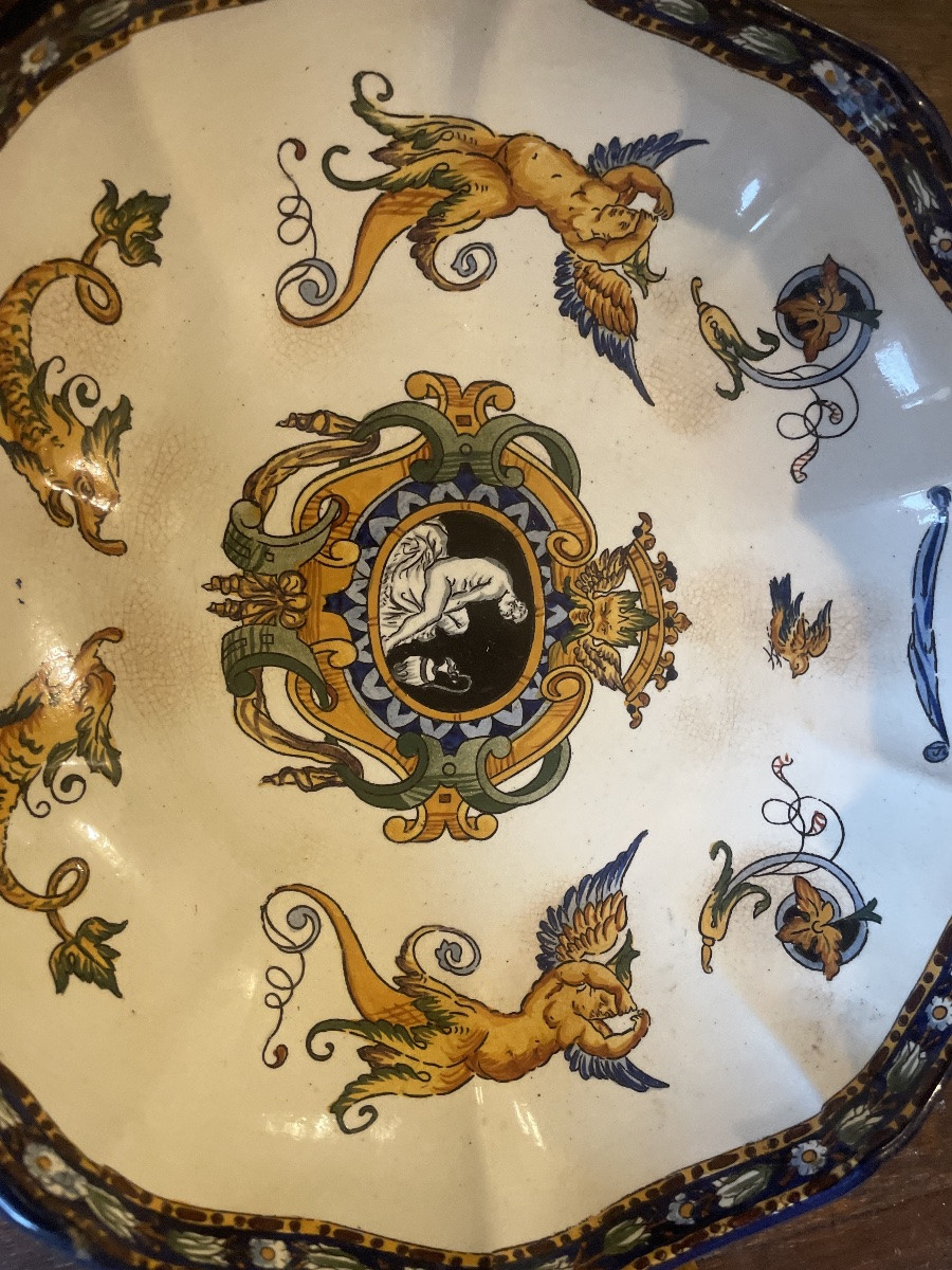 Corbeille à fruits ou melonniere en faïence de Gien, XIXem siecle-photo-2