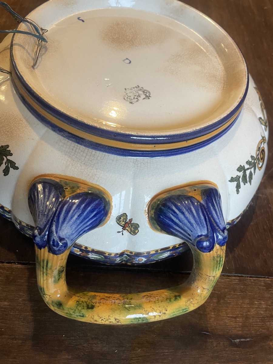 Corbeille à fruits ou melonniere en faïence de Gien, XIXem siecle-photo-2