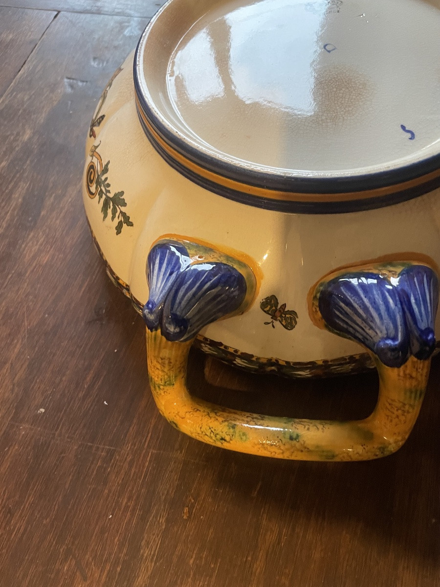 Corbeille à fruits ou melonniere en faïence de Gien, XIXem siecle-photo-3