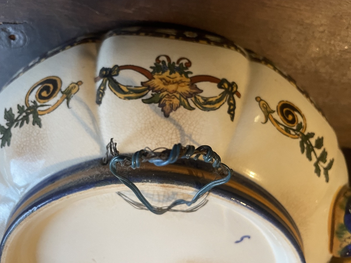 Corbeille à fruits ou melonniere en faïence de Gien, XIXem siecle-photo-4