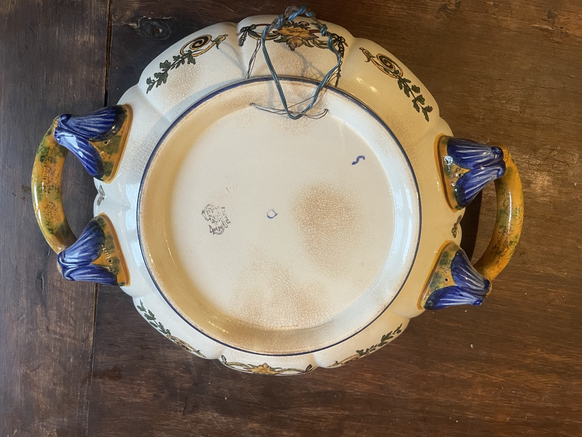 Corbeille à fruits ou melonniere en faïence de Gien, XIXem siecle-photo-5