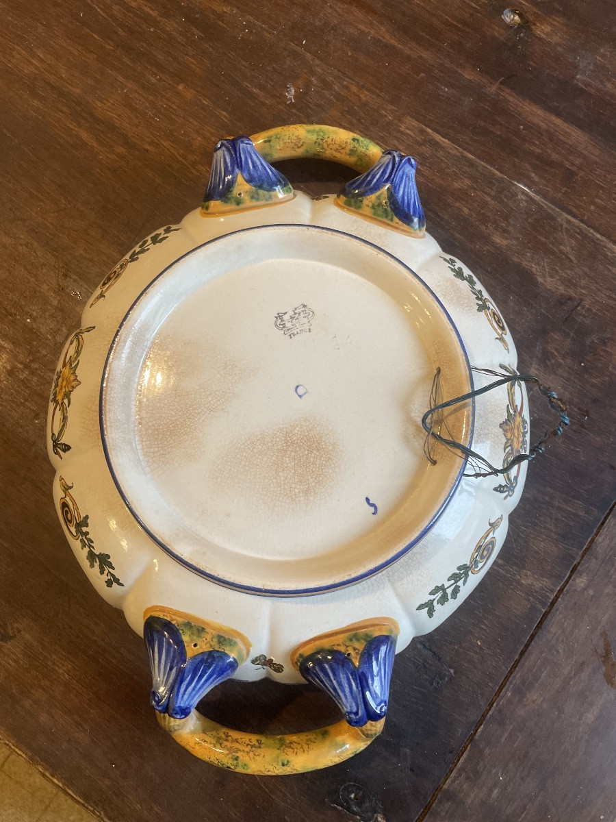 Corbeille à fruits ou melonniere en faïence de Gien, XIXem siecle-photo-8