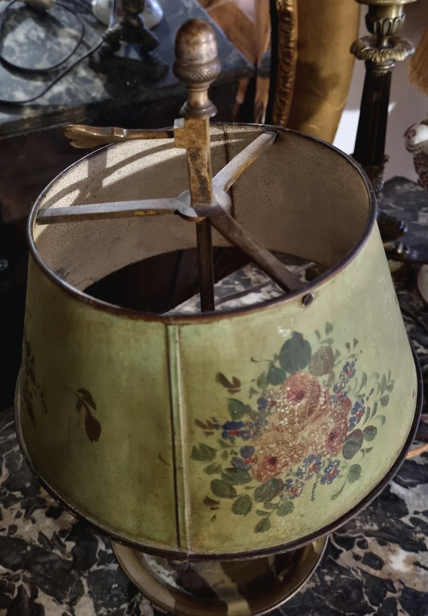Lampe bouillotte ancienne ,tôle peinte epoque XIXé-photo-3