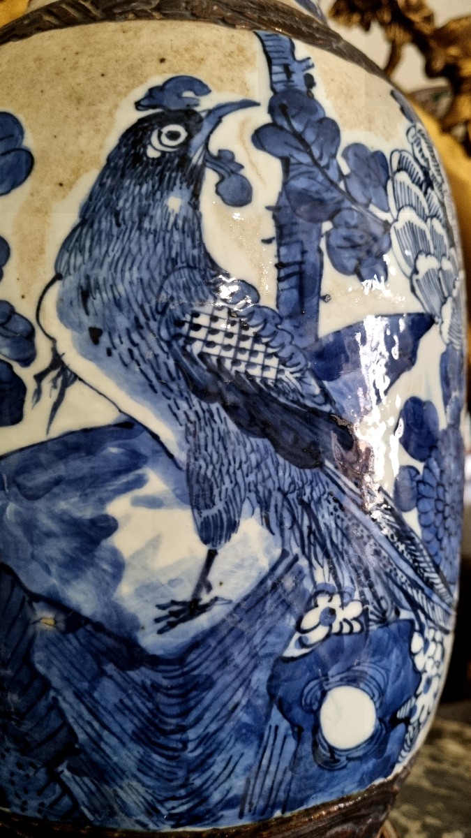 Blue And White Nanking Vase Mounted As A Lamp, China, 19th Century-photo-3