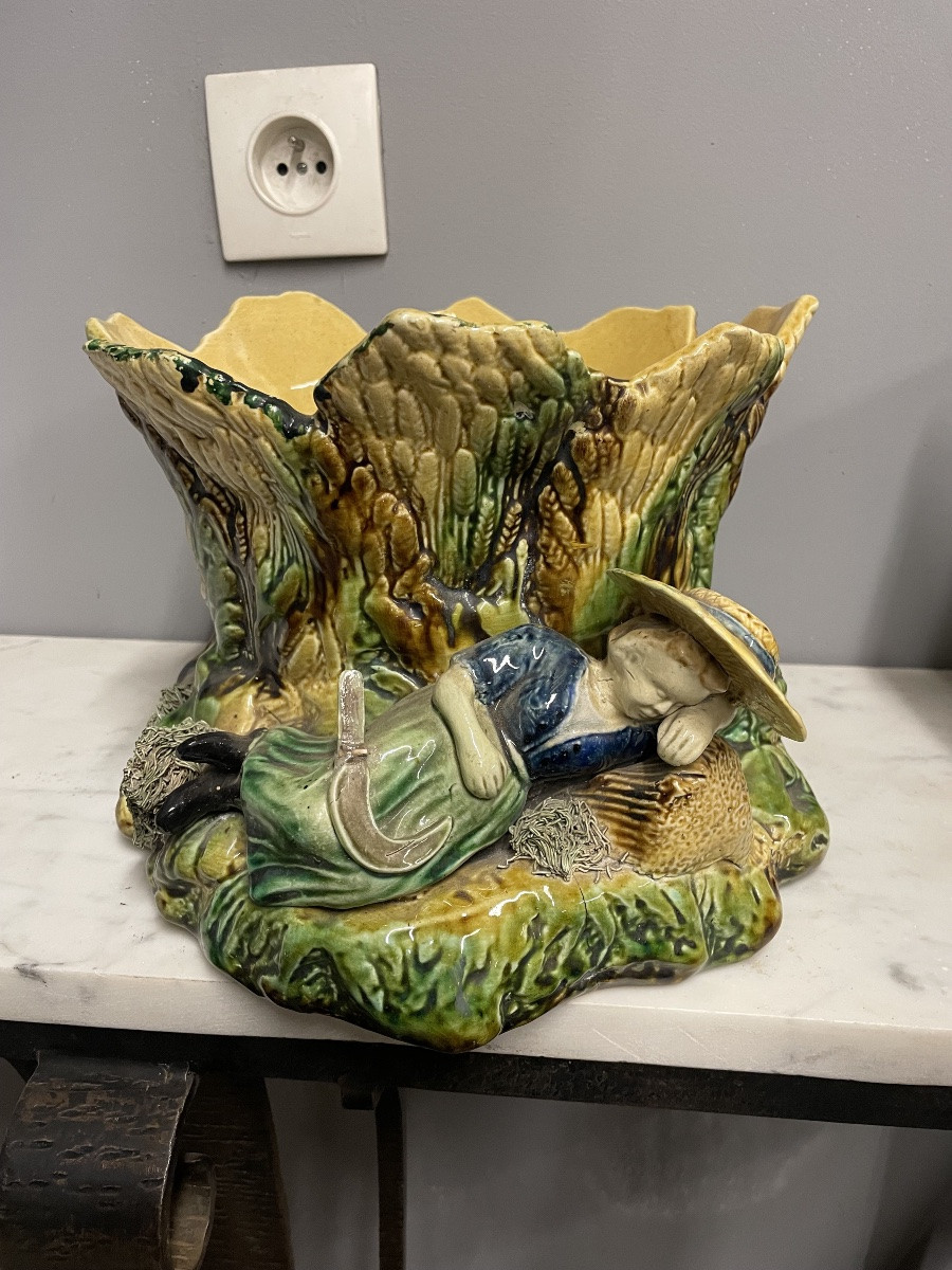 Pair Of 19th-century Majolica Planters -photo-1