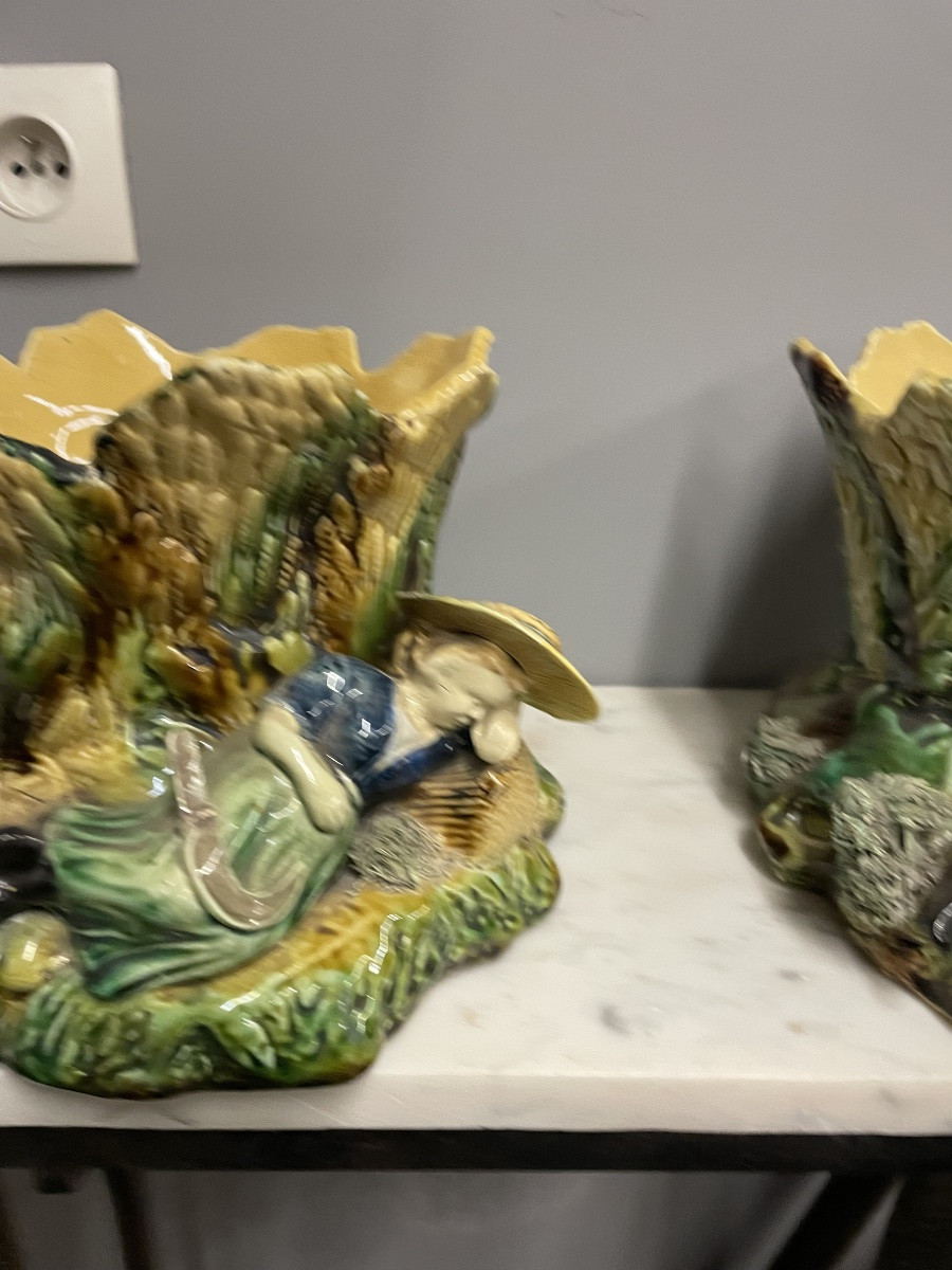 Pair Of 19th-century Majolica Planters -photo-3