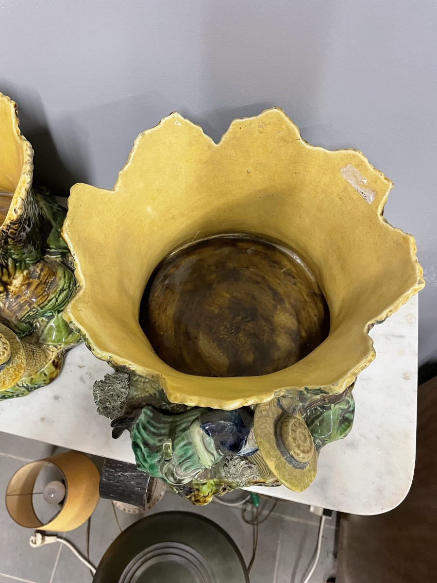 Pair Of 19th-century Majolica Planters -photo-5