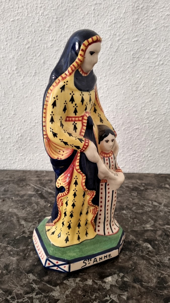 Sainte Anne trinitaire ,faïence de Quimper epoque XXé-photo-2