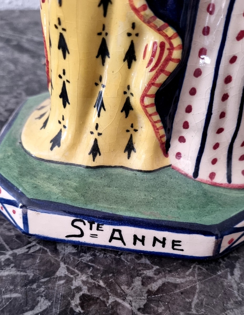 Sainte Anne trinitaire ,faïence de Quimper epoque XXé-photo-3