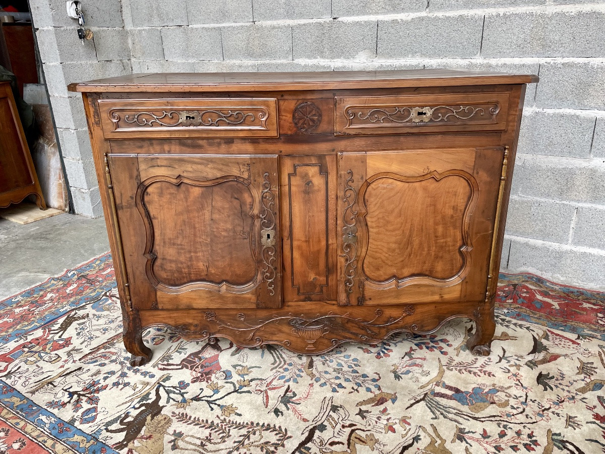 Louis XV Style Low Sideboard In Cherry Wood, 18th Century -photo-5