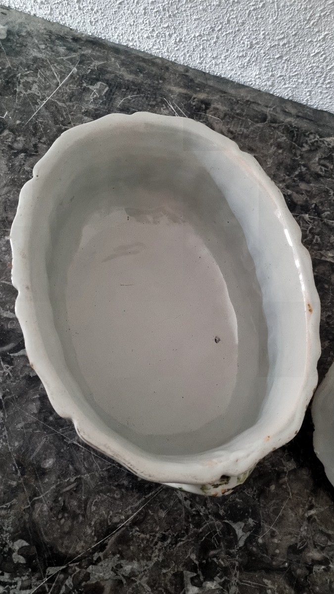 Soupière legumier en faïence de Moustier epoque XVIIIé-photo-8