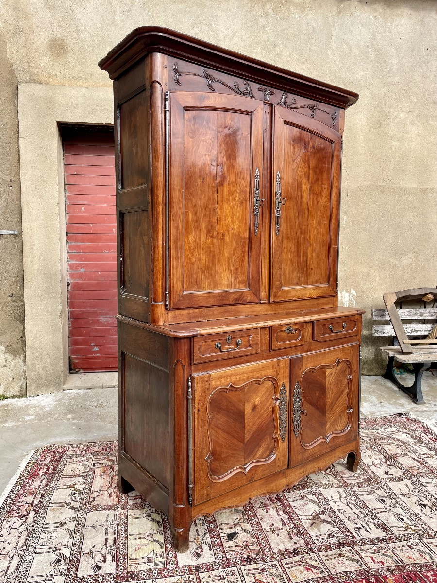 Buffet, deux  corps Louis XV, en merisier d’époque XVIIiem siècle -photo-4