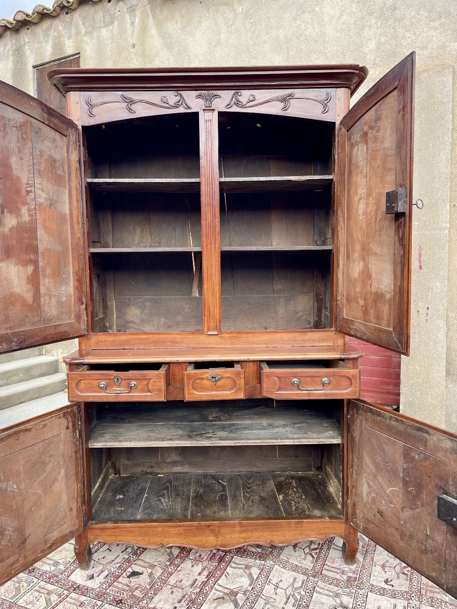 Buffet, deux  corps Louis XV, en merisier d’époque XVIIiem siècle -photo-1