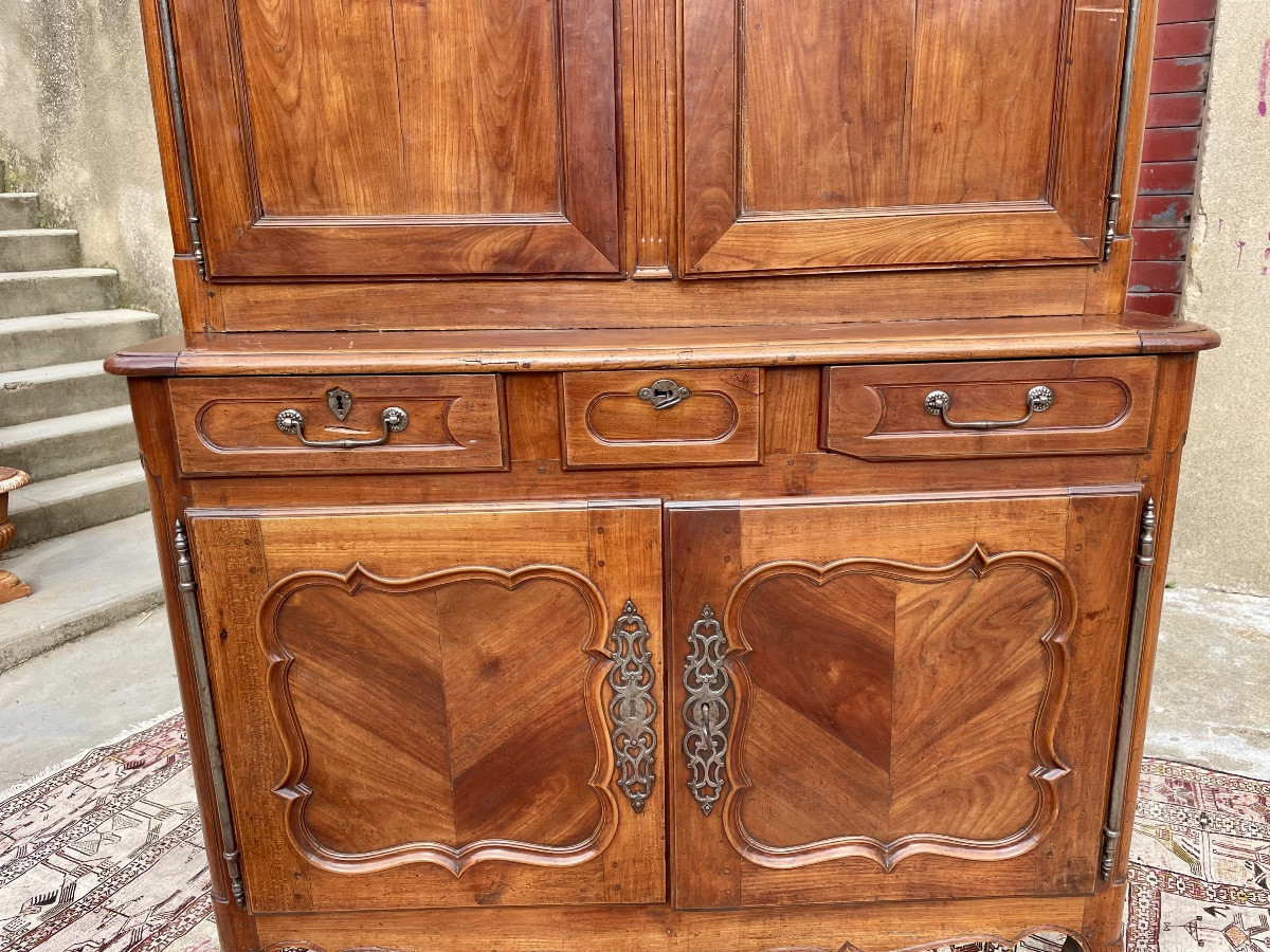 Buffet, deux  corps Louis XV, en merisier d’époque XVIIiem siècle -photo-4
