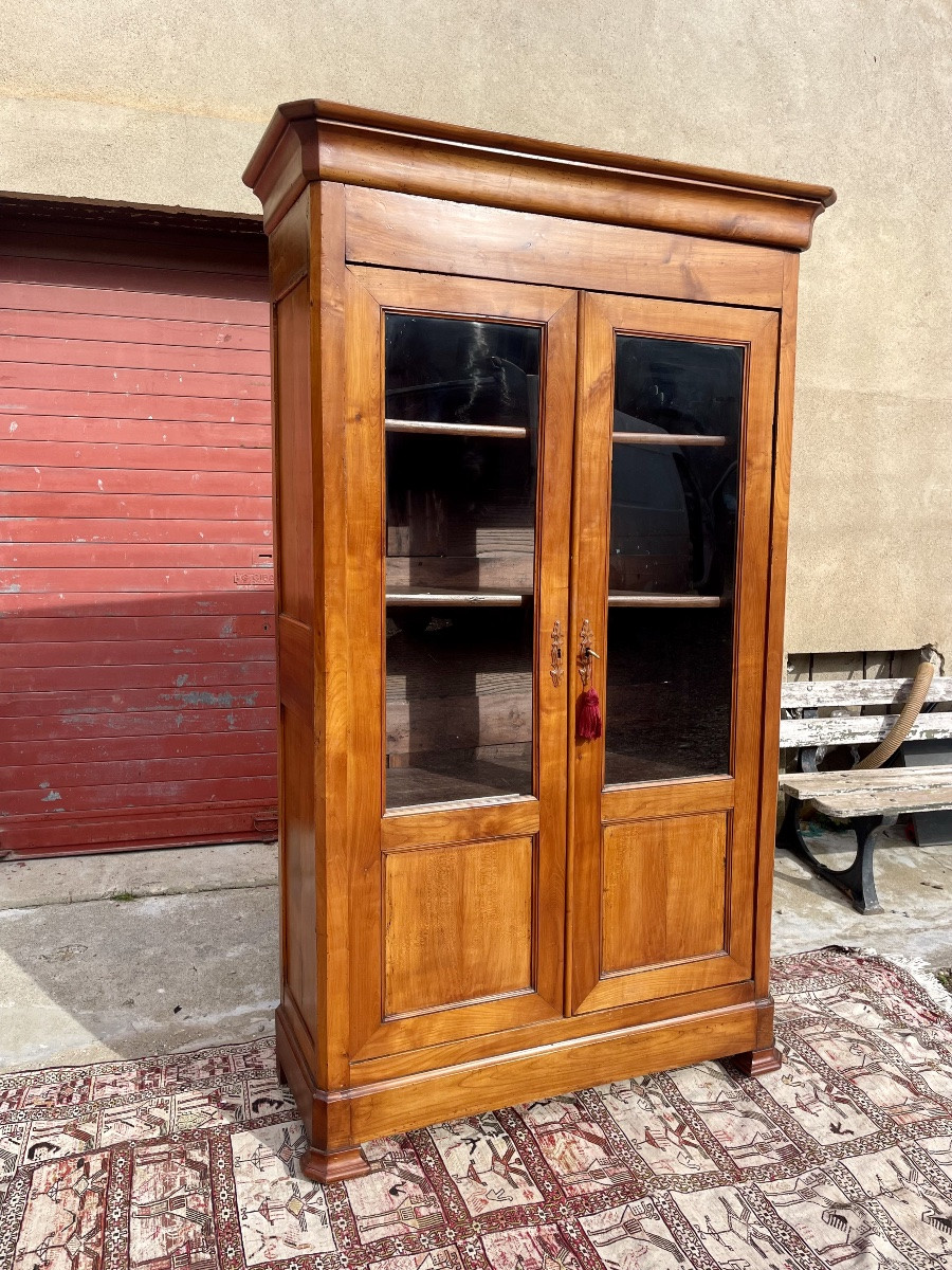 Bibliothèque,,, Louis, Philippe, en, Mérisier, d’époque XIXem siècle -photo-2