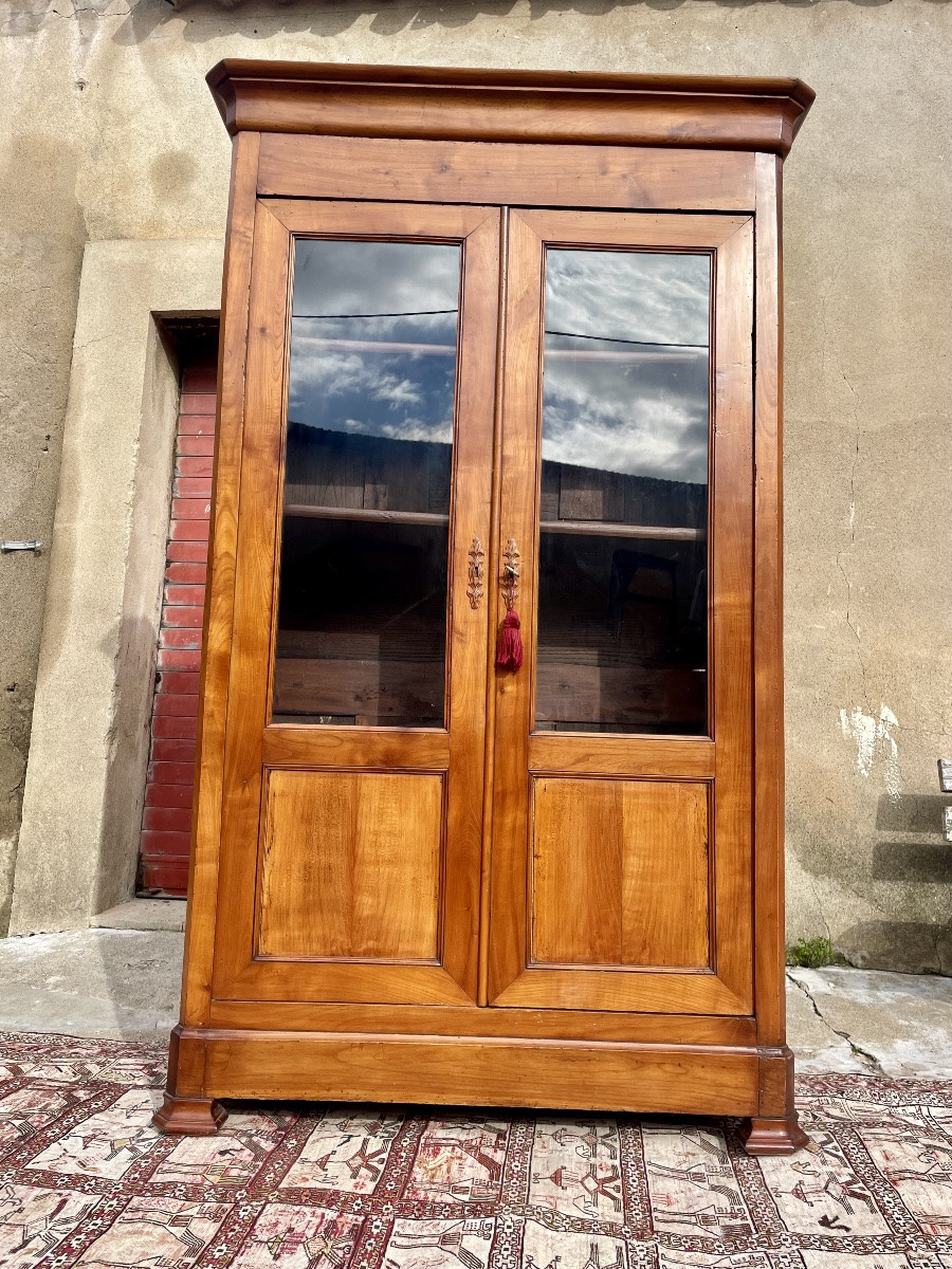 Bibliothèque,,, Louis, Philippe, en, Mérisier, d’époque XIXem siècle -photo-4