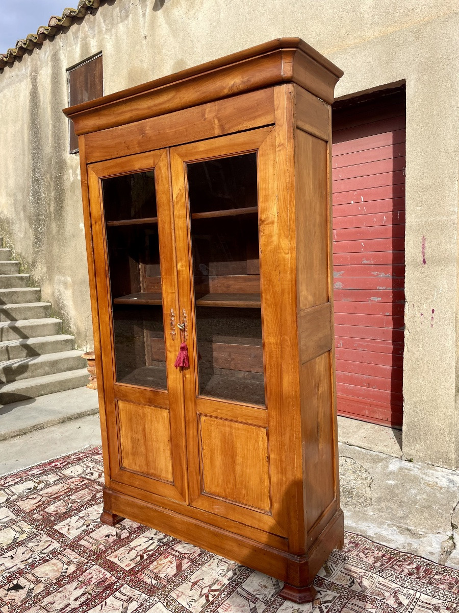 Bibliothèque,,, Louis, Philippe, en, Mérisier, d’époque XIXem siècle -photo-2