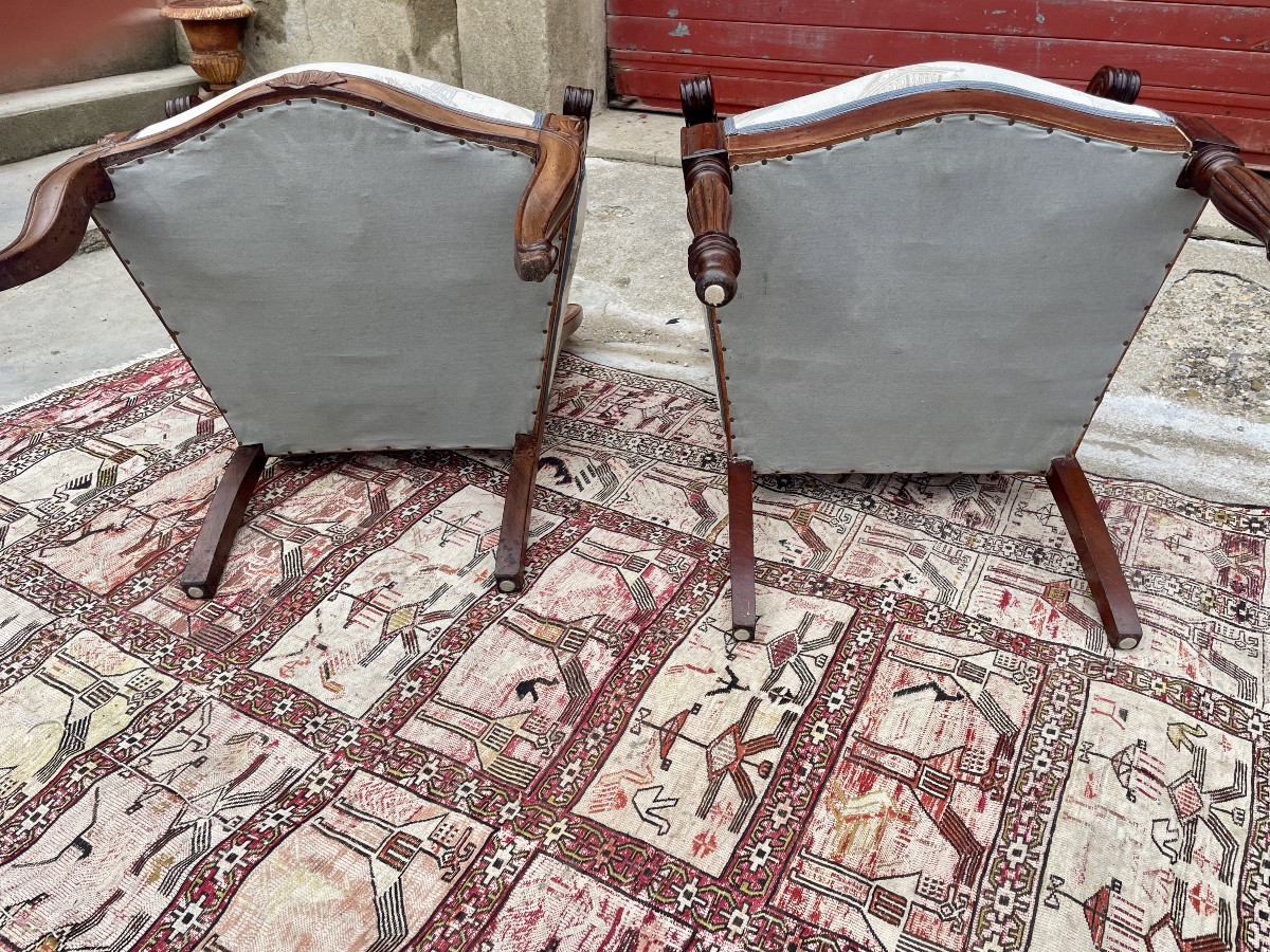 Deux. Fauteuils Louis Philippe, en, acajou d’époque XIXE siècle -photo-2