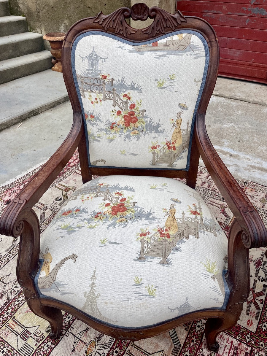 Deux. Fauteuils Louis Philippe, en, acajou d’époque XIXE siècle -photo-3
