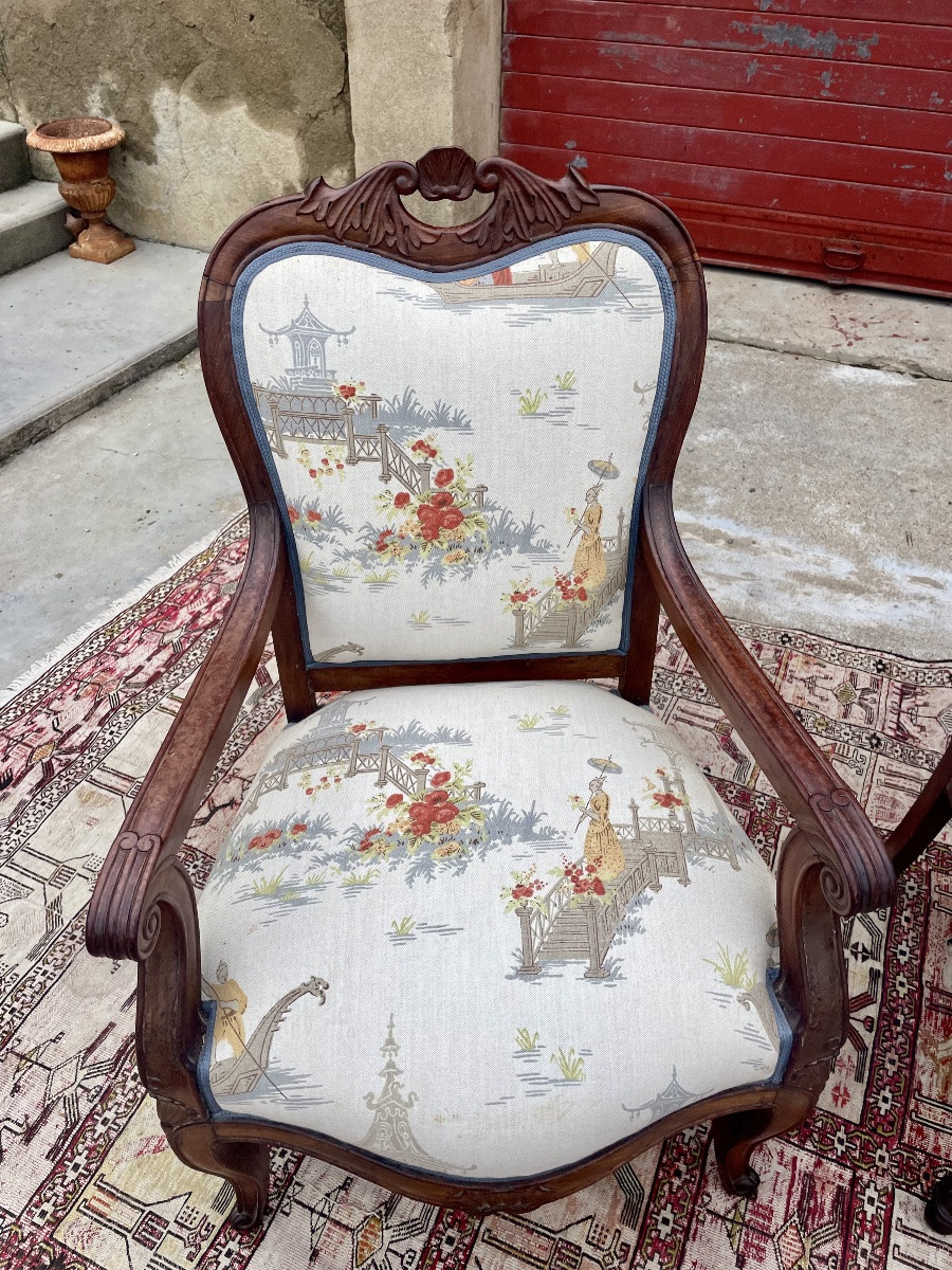 Deux. Fauteuils Louis Philippe, en, acajou d’époque XIXE siècle -photo-6