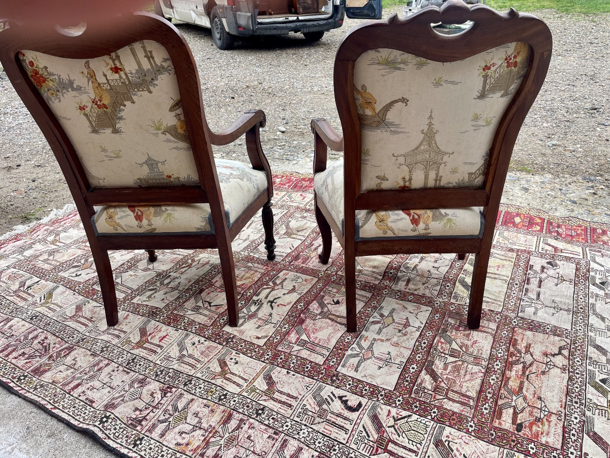 Deux. Fauteuils Louis Philippe, en, acajou d’époque XIXE siècle -photo-8