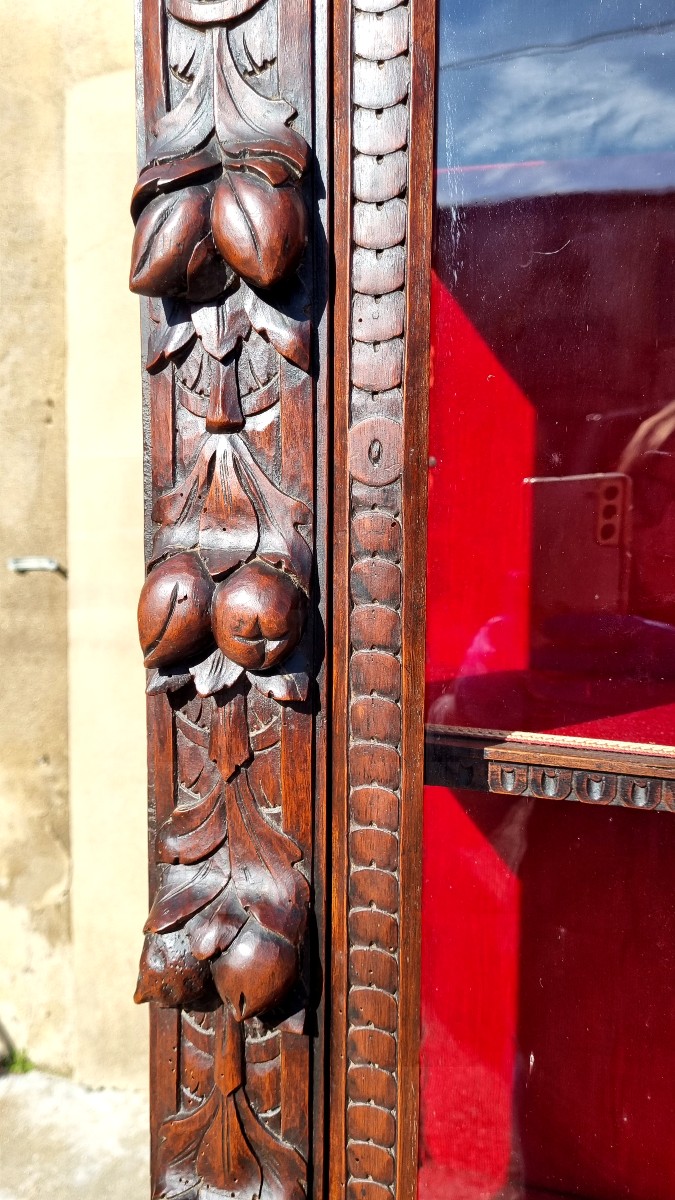 Buffet vitrine Renaissance en noyer d'époque XIXé -photo-5