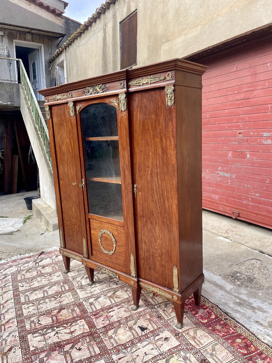 Bibliothèque,,, Empire, retour d’Égypte, en acajou d’époque XIXem siecle-photo-3