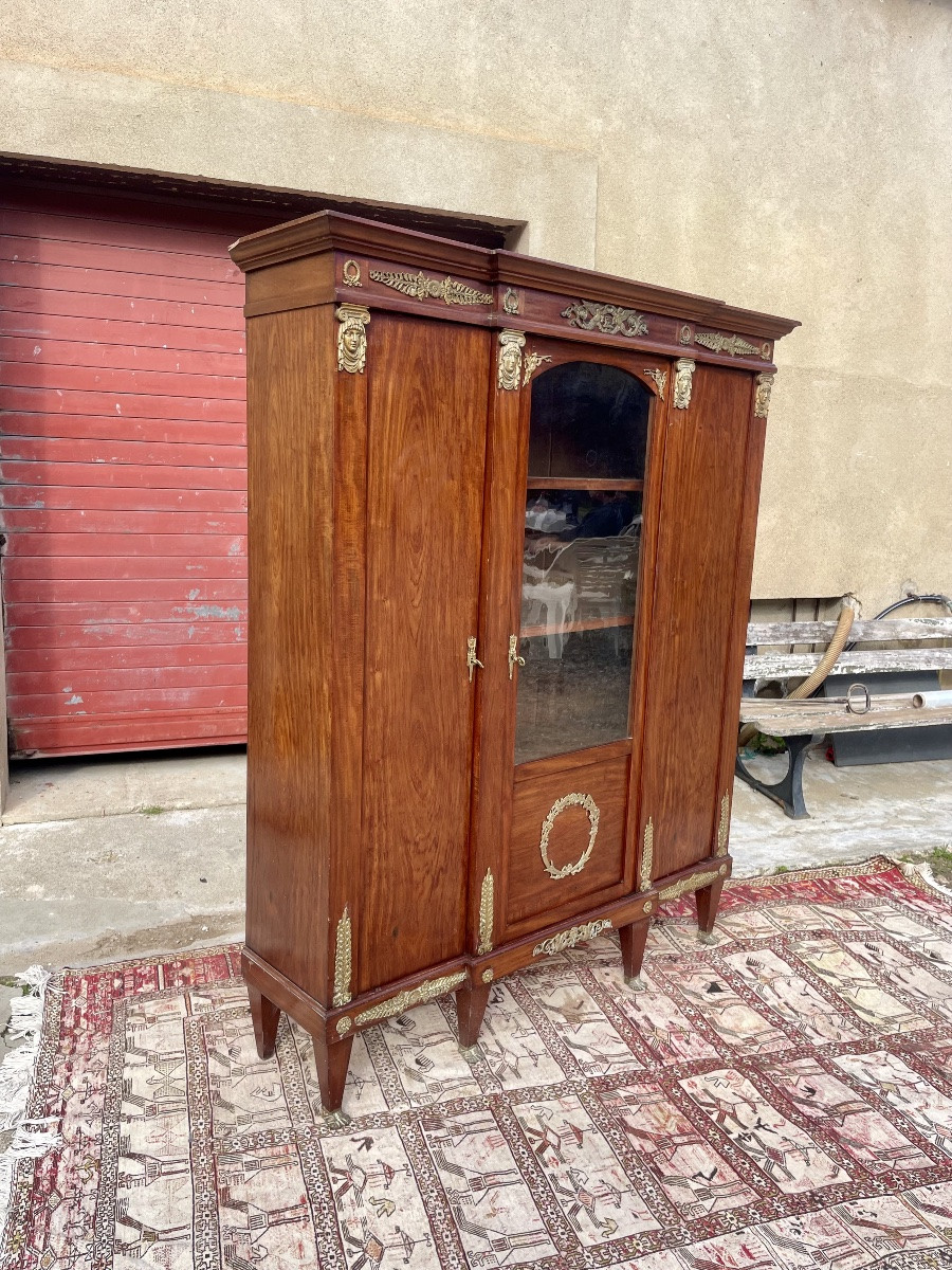 Bibliothèque,,, Empire, retour d’Égypte, en acajou d’époque XIXem siecle-photo-4