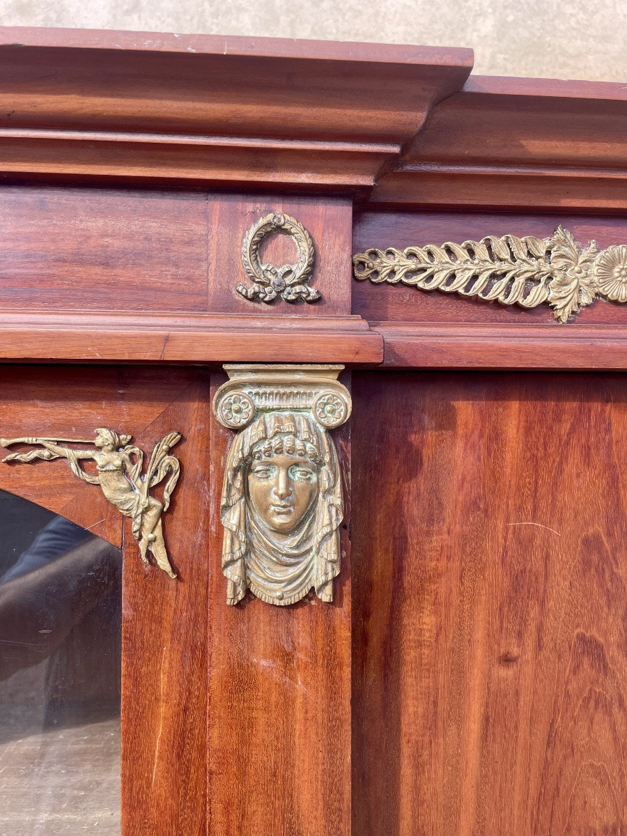 Bibliothèque,,, Empire, retour d’Égypte, en acajou d’époque XIXem siecle-photo-4