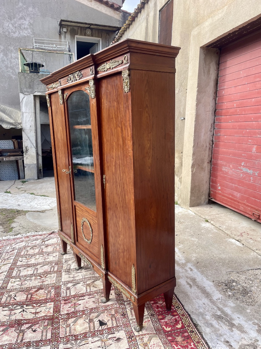 Bibliothèque,,, Empire, retour d’Égypte, en acajou d’époque XIXem siecle-photo-7