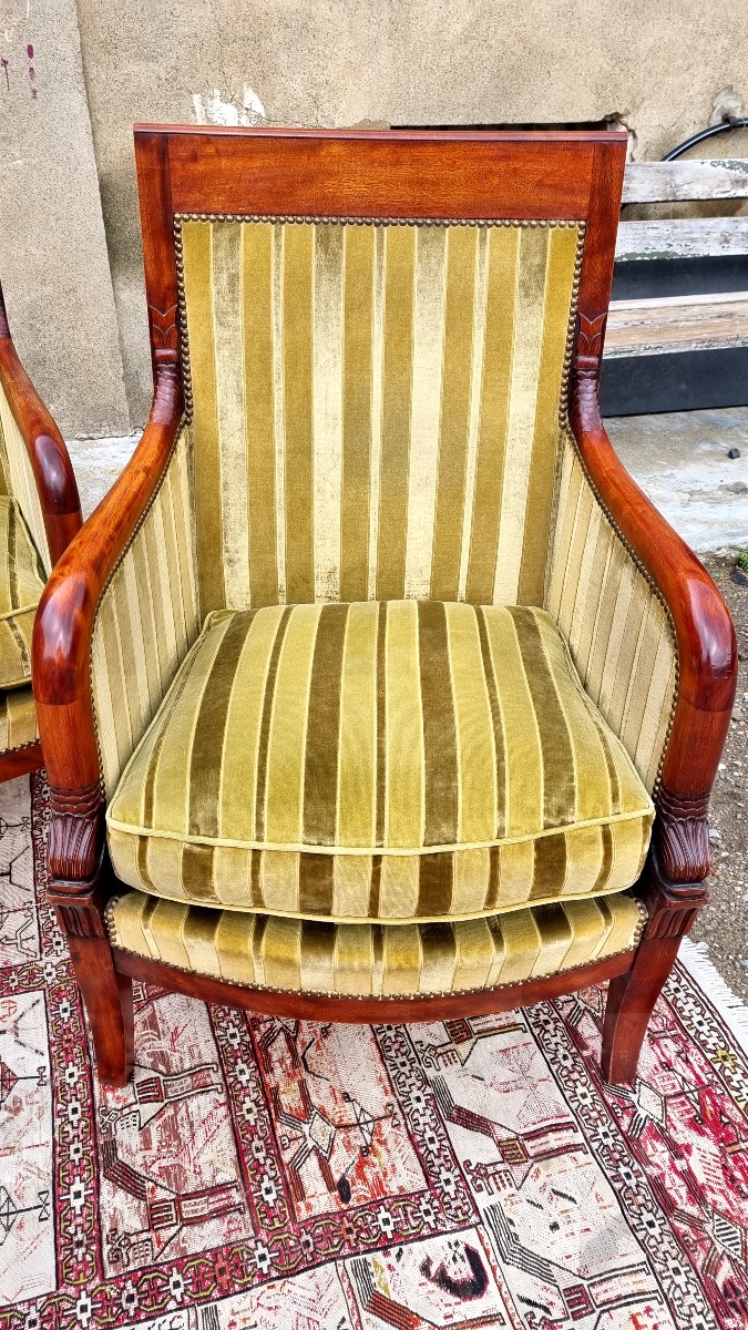 Set Of Four Empire-style Mahogany Bergère Chairs Dating From Around 1900-photo-4