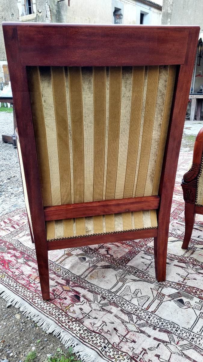 Set Of Four Empire-style Mahogany Bergère Chairs Dating From Around 1900-photo-5