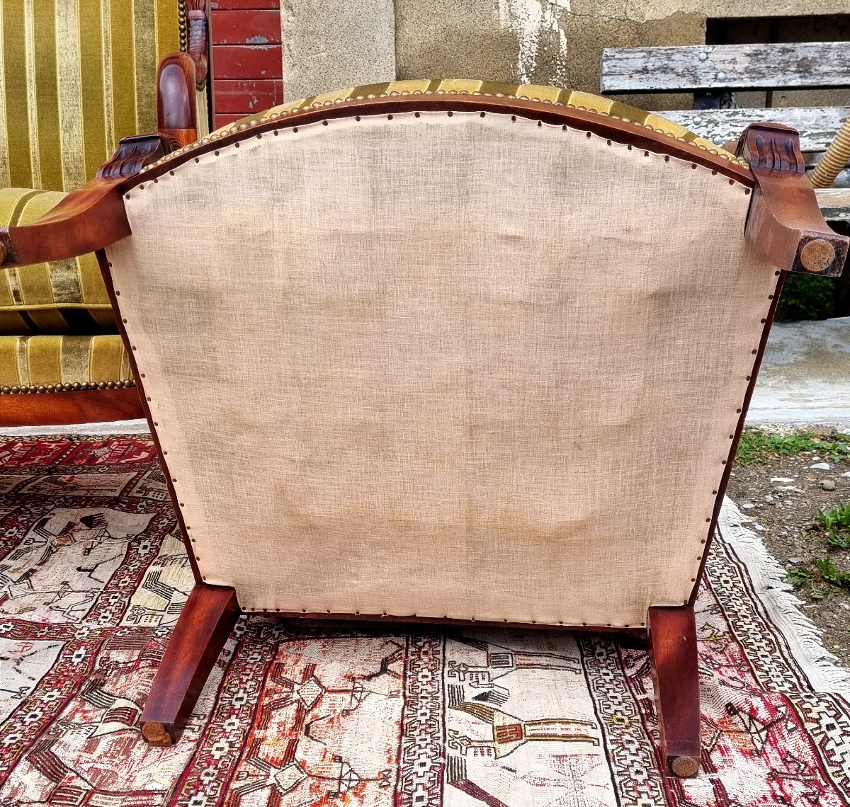 Set Of Four Empire-style Mahogany Bergère Chairs Dating From Around 1900-photo-7
