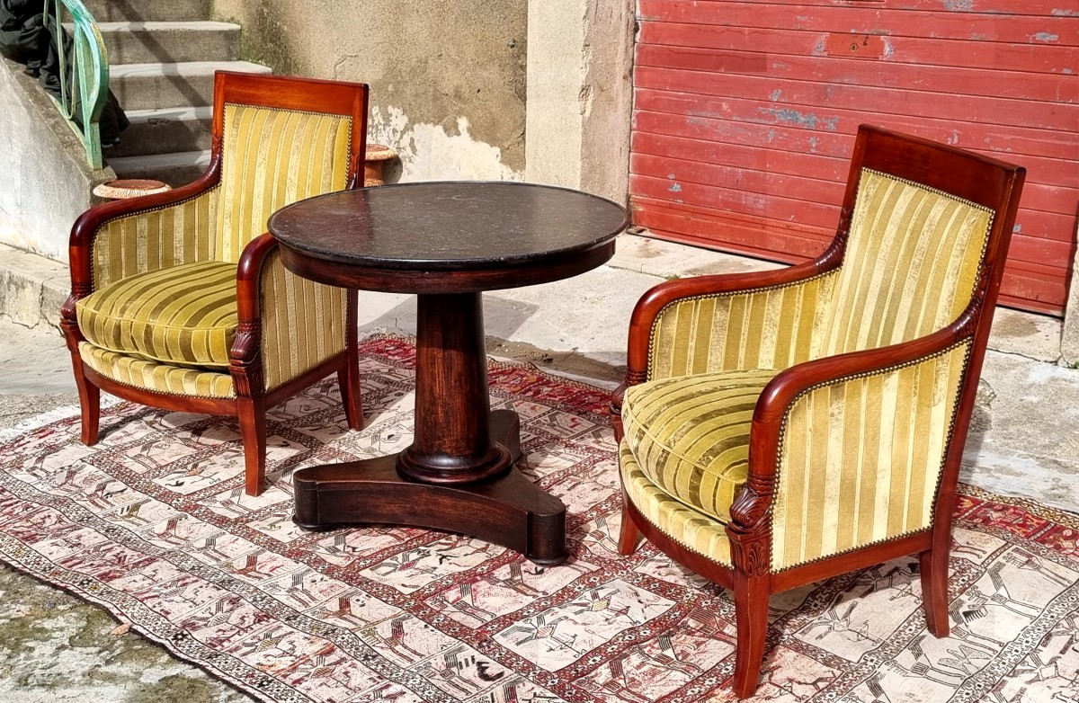 Empire-style Pedestal Table In Fruitwood, 19th Century-photo-2