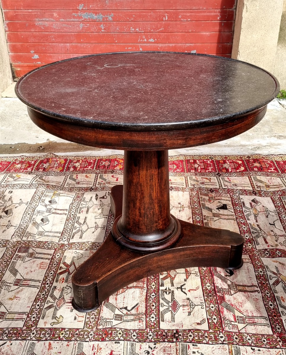 Empire-style Pedestal Table In Fruitwood, 19th Century-photo-3