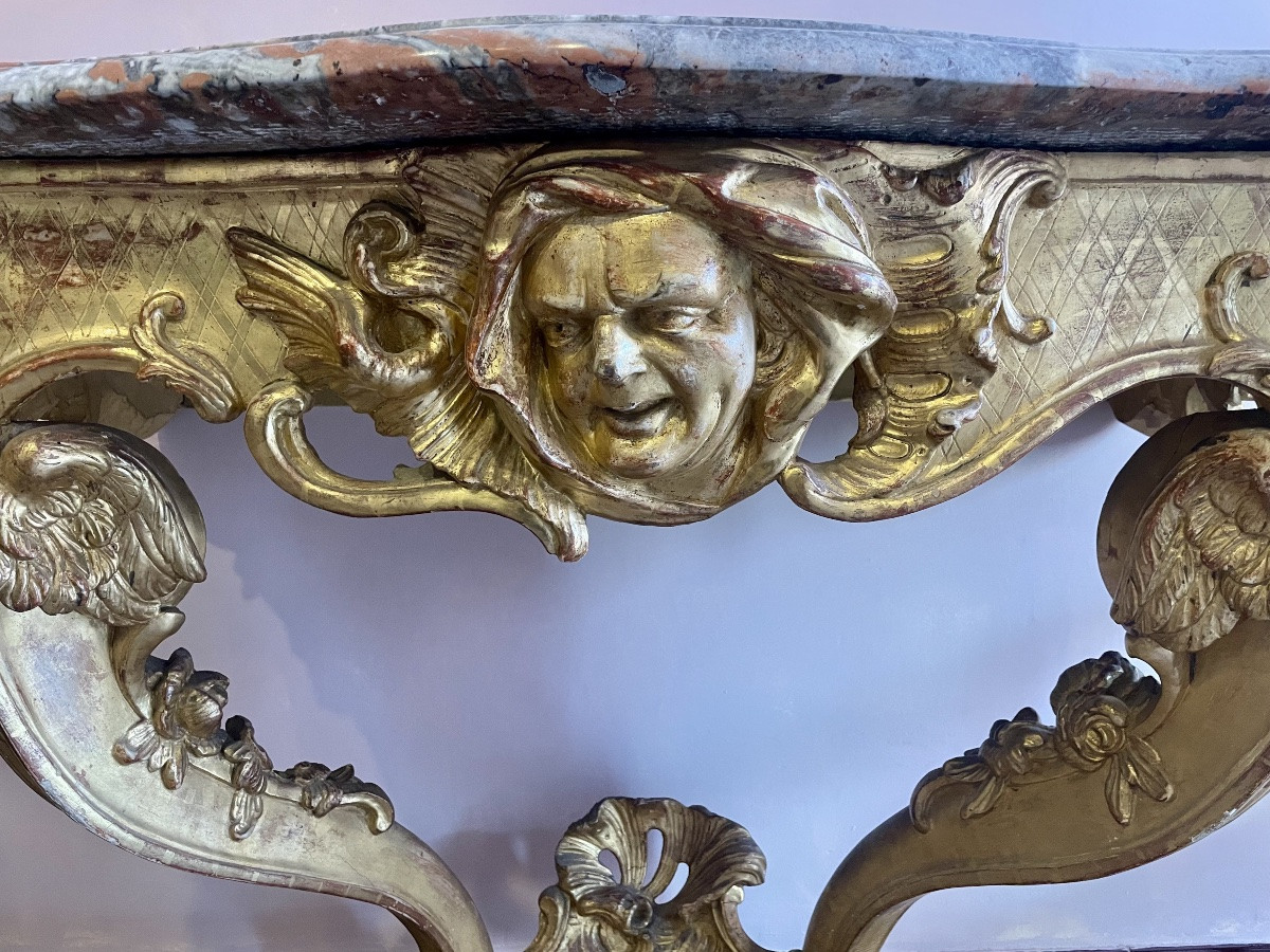 Console, Louis XV Style, In Gilded Wood, 18th Century-photo-3