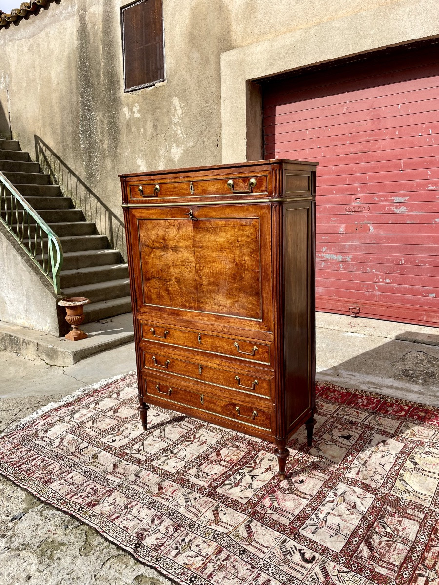 Secretary, Louis XVI Style, In Mahogany, 18th Century -photo-2